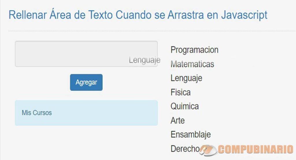 Rellenar Área de Texto Cuando se Arrastra en Javascript