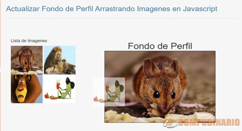 Actualizar Fondo de Perfil Arrastrando Imagenes en Javascript