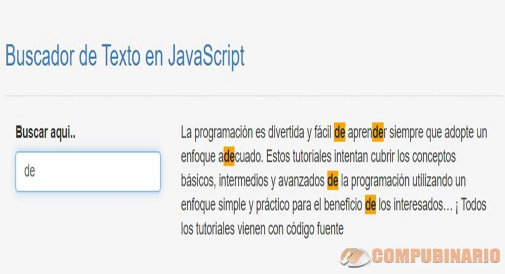 Buscador de Texto en JavaScript