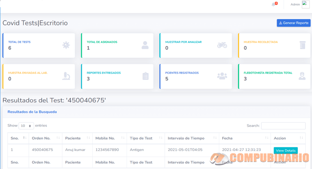 Sistema de Gestion de Test Covid