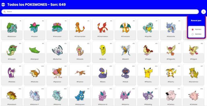 Todos los Pokemon en VanillaJS